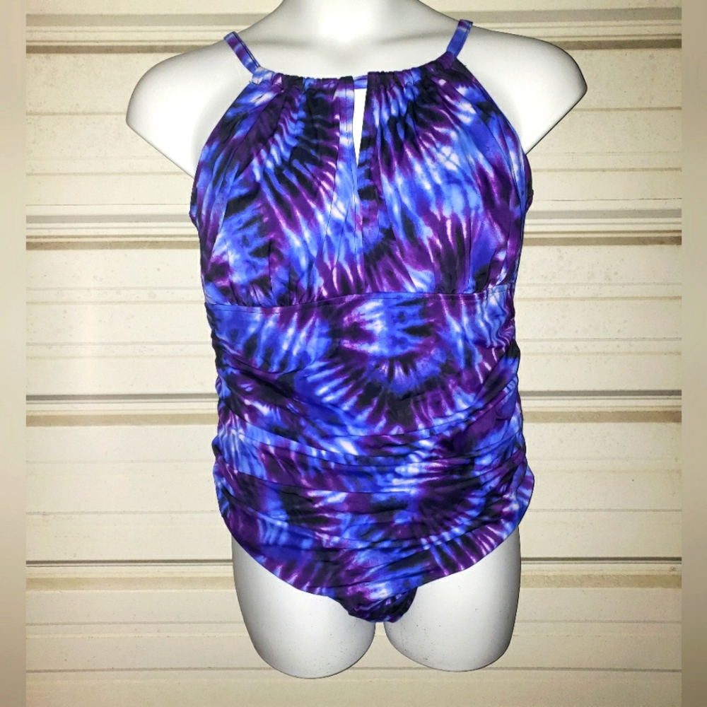 Plus Size 20 2x MAGIC SUIT Slimming Tie Dye Blue Purple One piece Swimsuit Swim